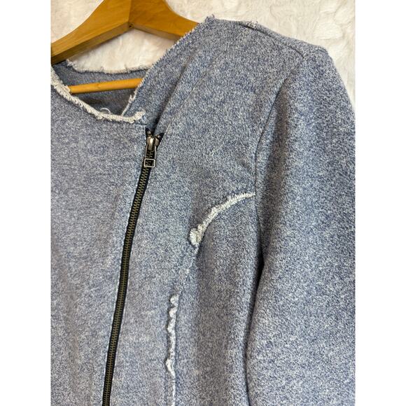 Soft Surroundings Assymetrical Zip Terry Jacket Light Blue Heather Size Medium - Picture 5 of 9